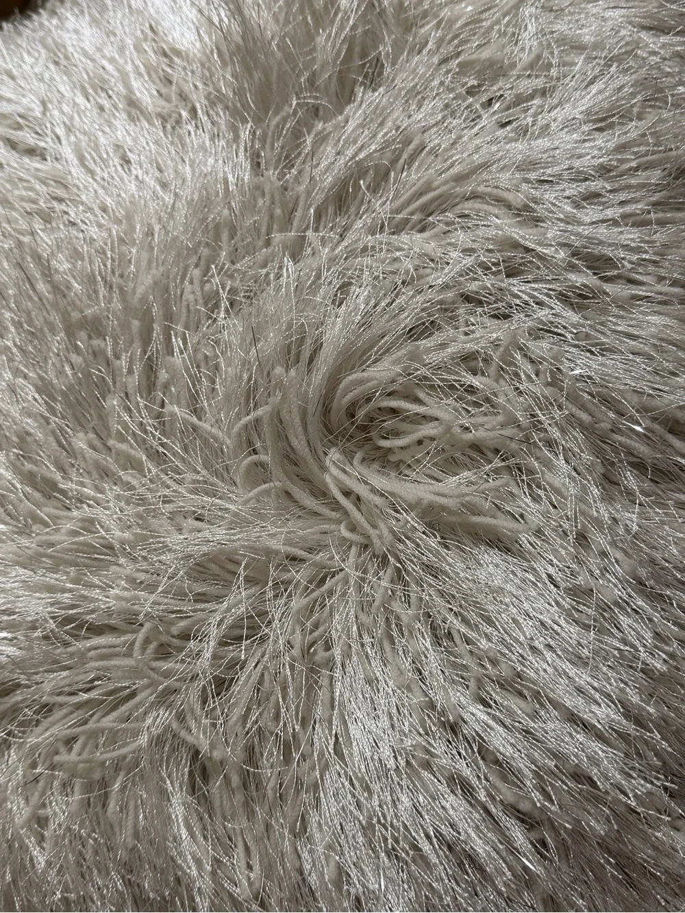 20” Modern Maximalist Shag Silver Metallic Ivory White Luxury Home Decor Pillow